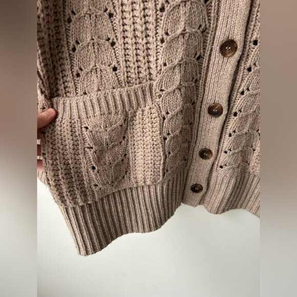 Revolve lacademie Cailean Cable Oversized Cardigan in Taupe - Picture 7 of 13